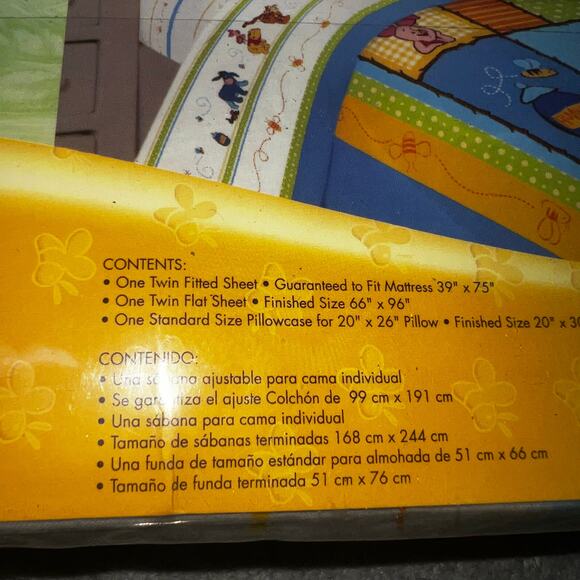 Vintage Disney Winnie the Pooh & friends twin sheet set fitted flat , pillowcase - Picture 5 of 6